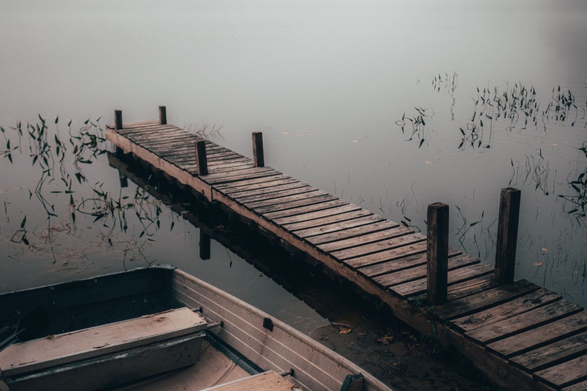 lakehouse aesthetic outfit misty morning wooden dock cozy sweater