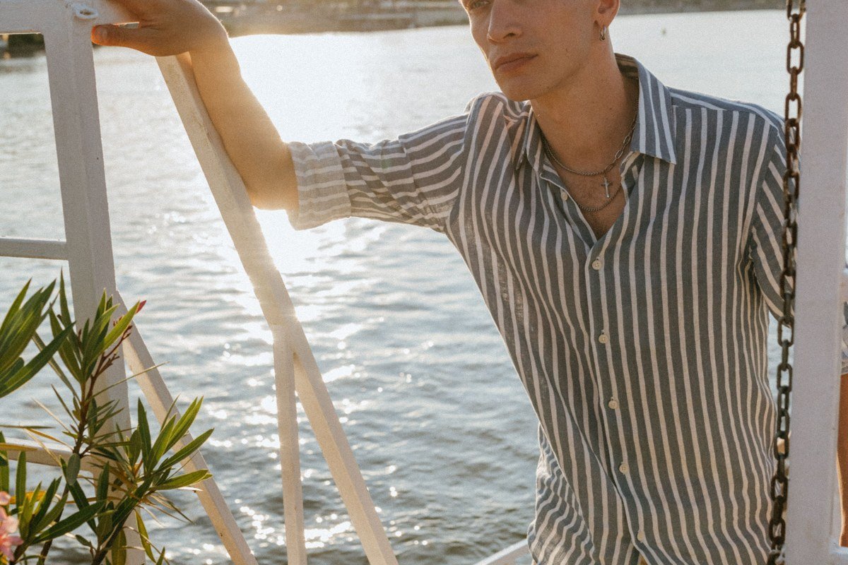 breton stripe shirt canvas deck shoes rolled shorts sunny lake