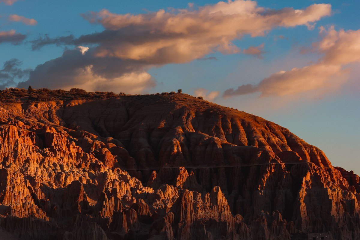 Zhangye Danxia China rainbow striped red rock formations golden hour