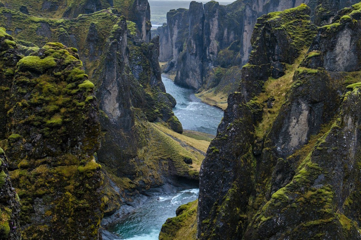 Thorsmork Iceland birch woodland canyon glaciers dramatic valley moody sky
