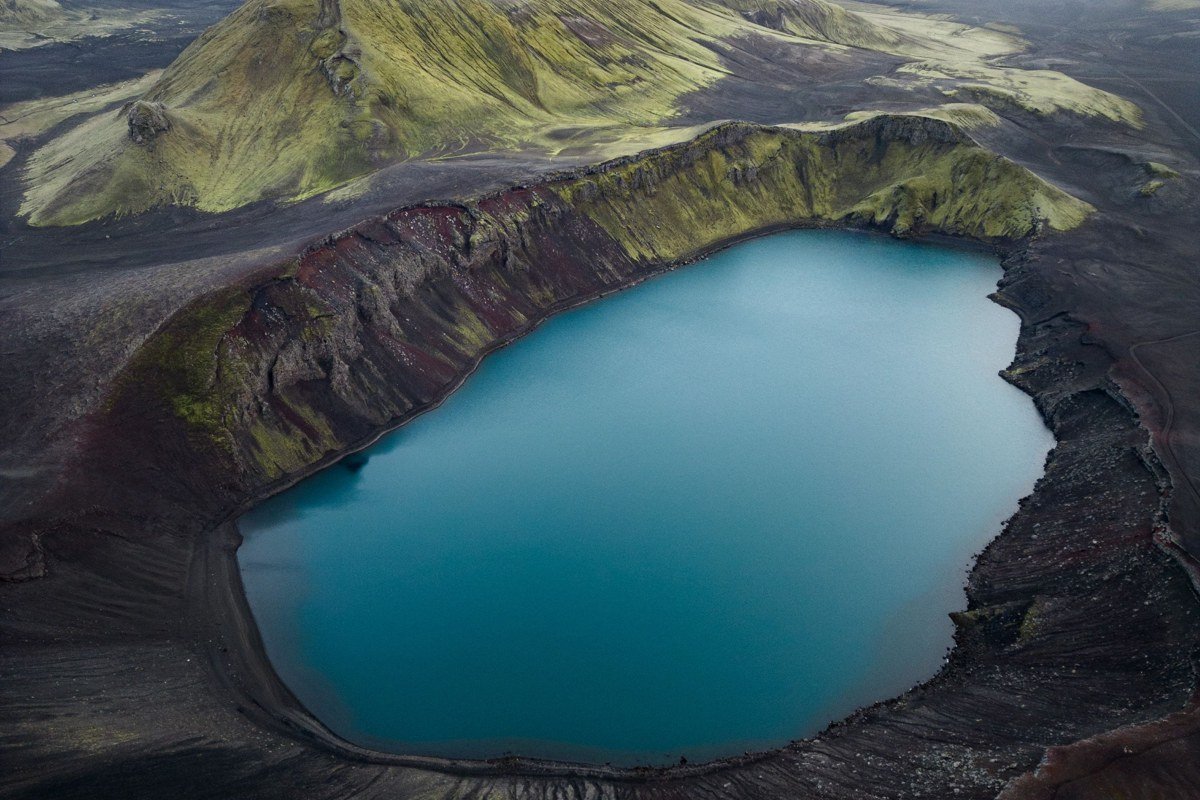 Askja caldera Iceland blue crater lake Viti explosion crater remote highland