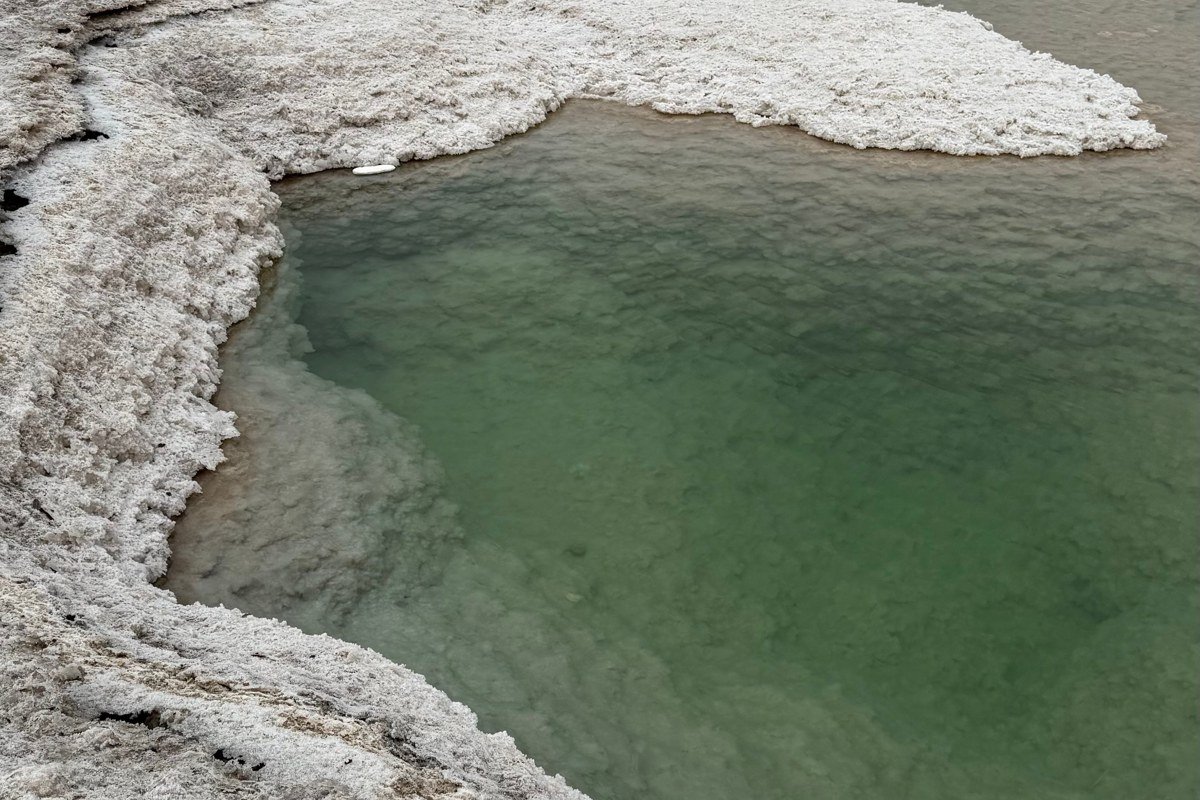Laguna del Carbon Argentina salt lake lowest point South America turquoise brine