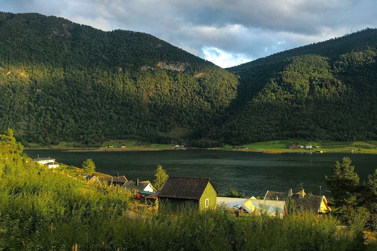 Utne Norway hardangerfjord historic inn wooden houses autumn foliage fjord
