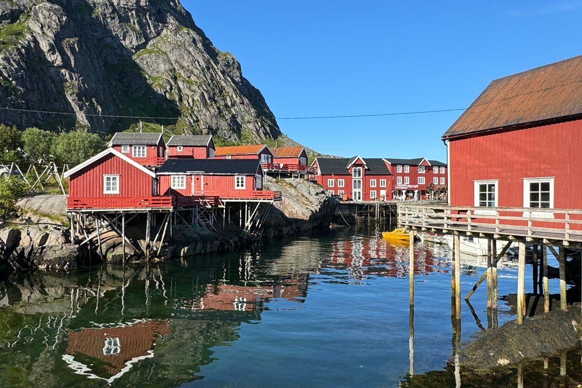 Balestrand Norway Sognefjord English church wooden villas gardens fjord reflection