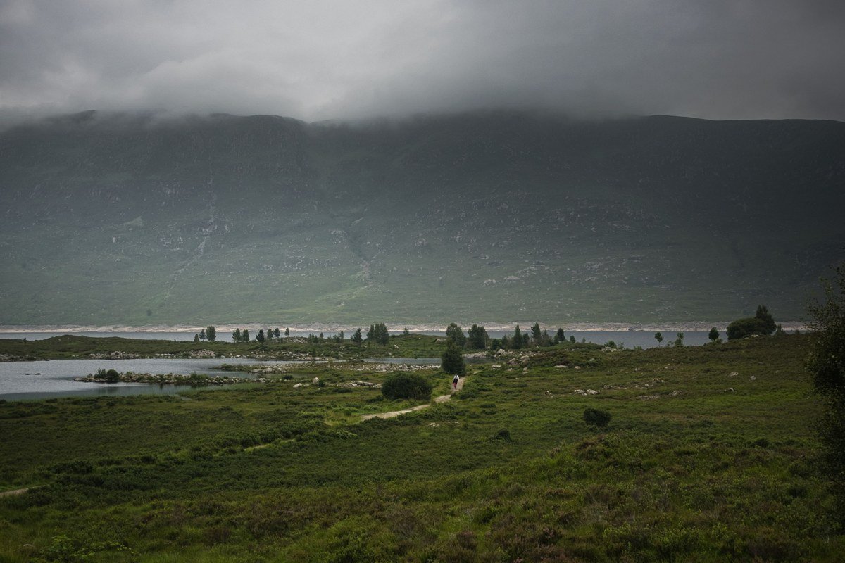 Lochan na h-Achlaise Rannoch Moor Scotland Black Mount reflection stormy sky