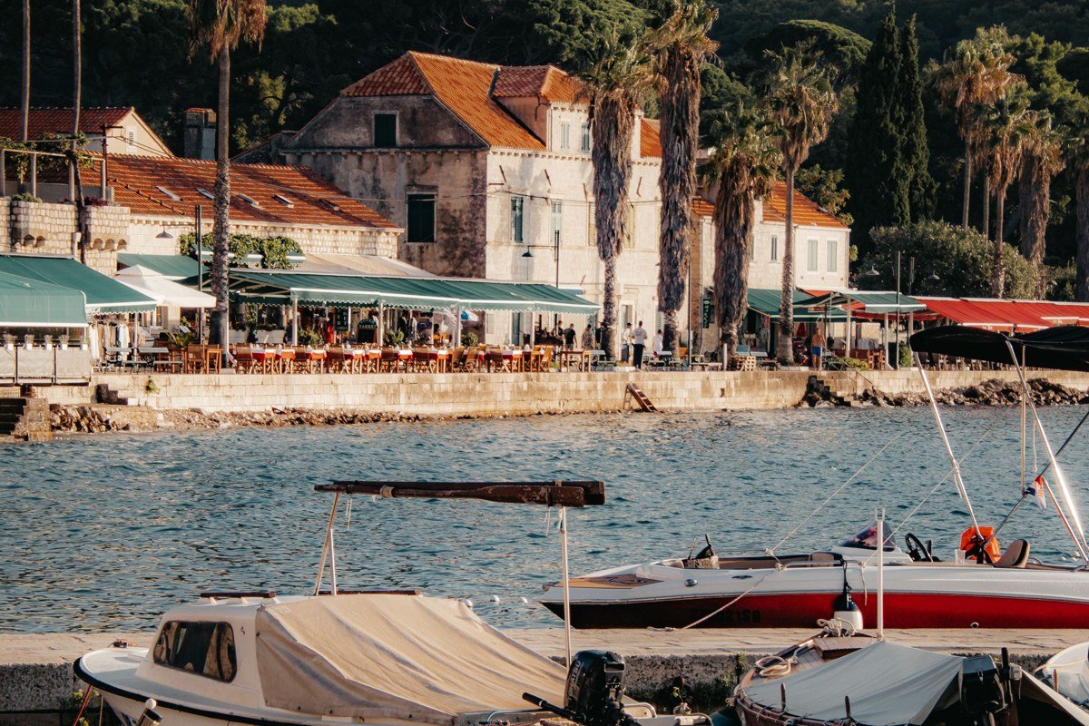 Lopud Island Elafiti Croatia sandy beach cove car-free village Mediterranean