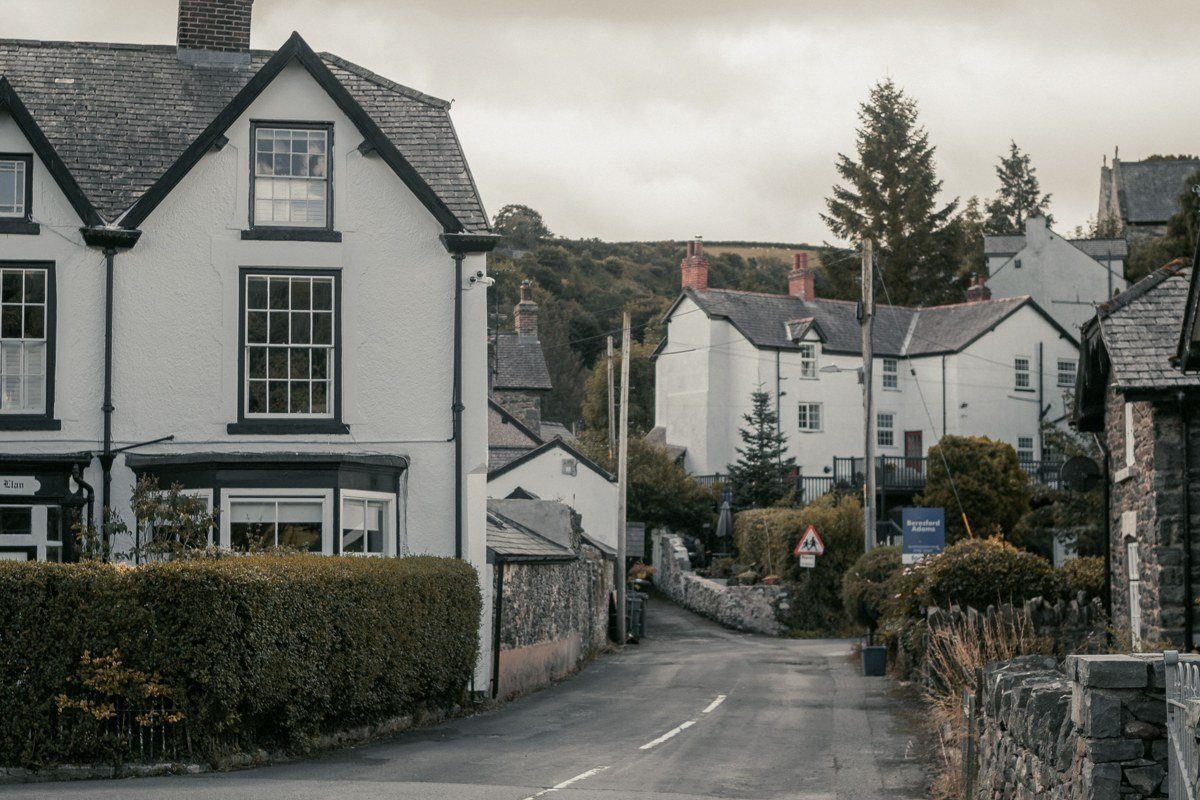 Clovenfords Scotland quiet village road autumn mist hedgerows Tweed valley