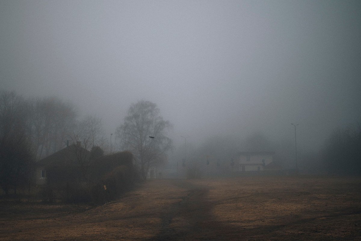 Denholm village green Scotland stone cottages fog morning Teviot valley
