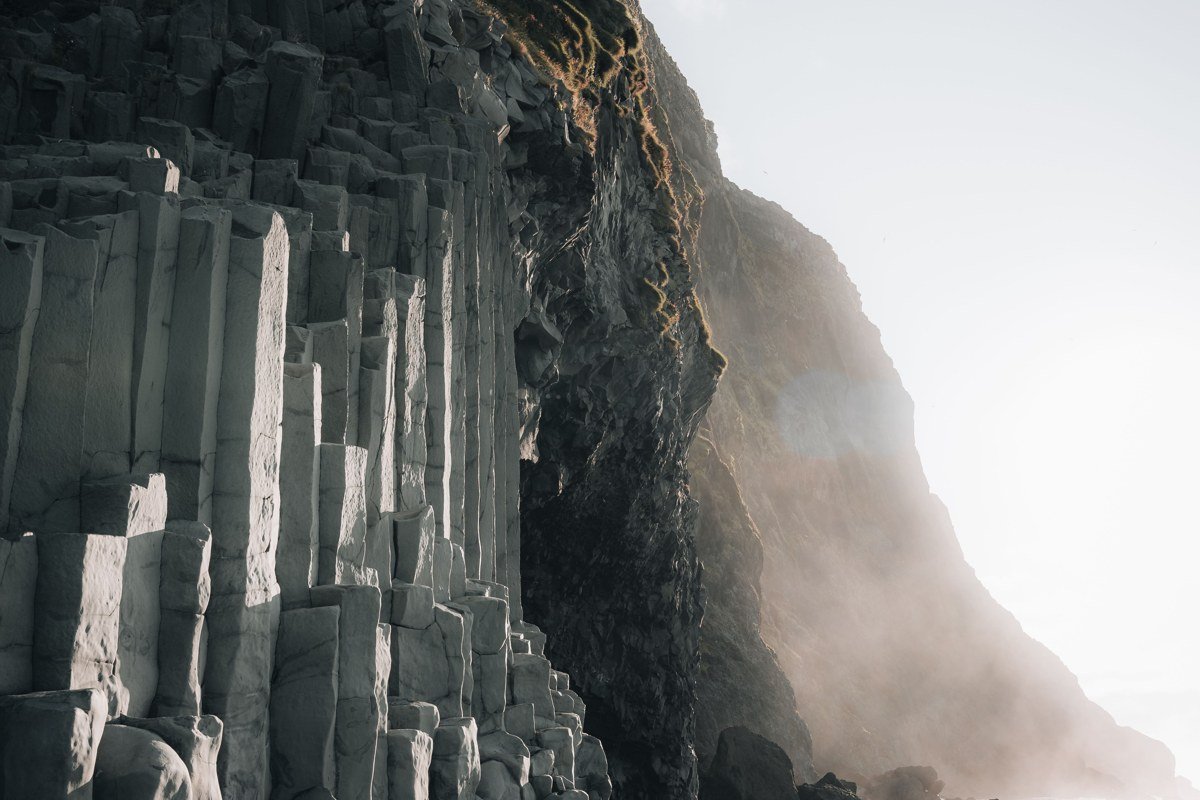 Drangarnir sea arch Faroe Islands twin basalt stacks ocean mist