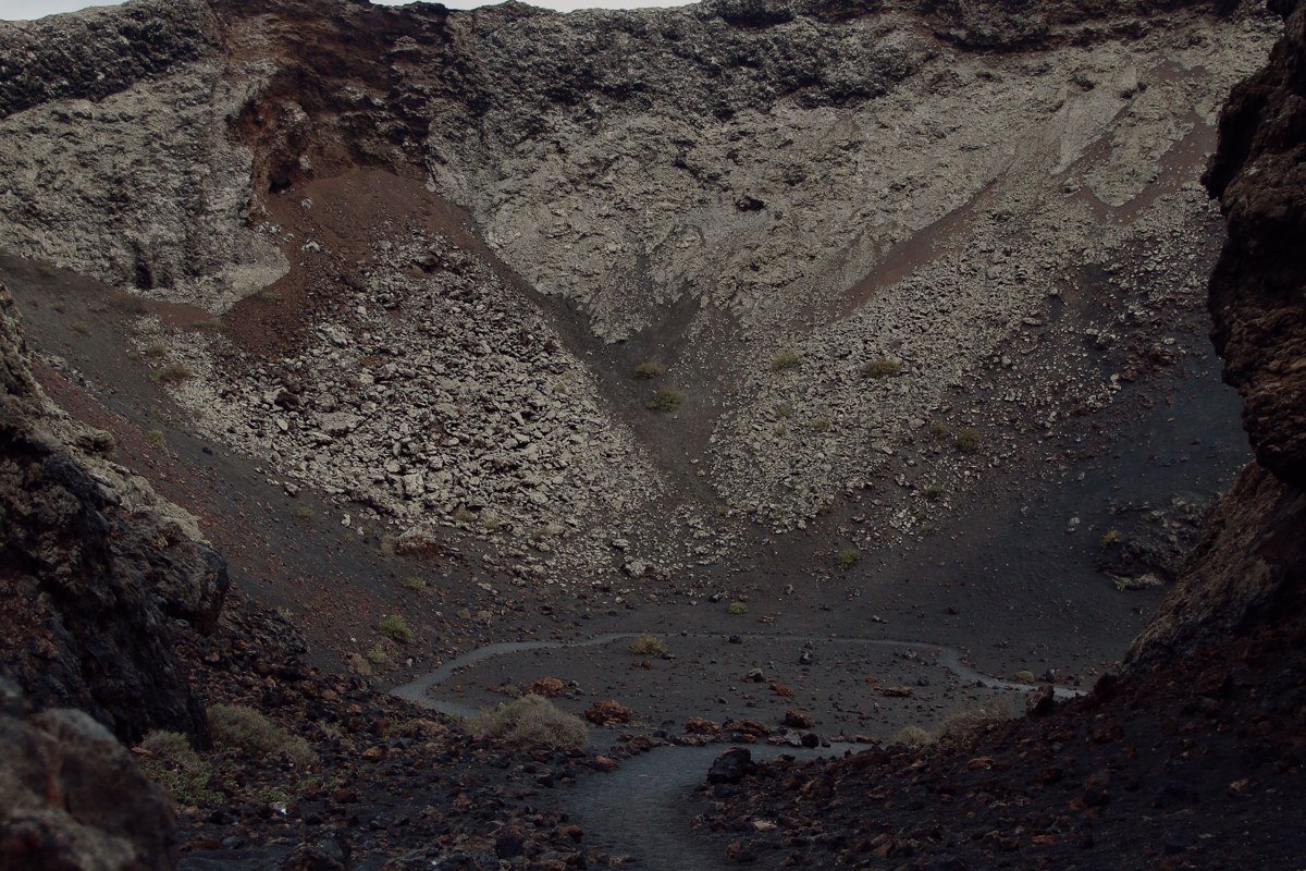 Nisyros volcano crater Stefanos Greece grey lunar landscape dramatic sulfur vents