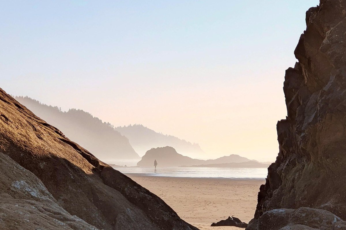 Pacific City Oregon Haystack Rock Cape Kiwanda golden hour surfers