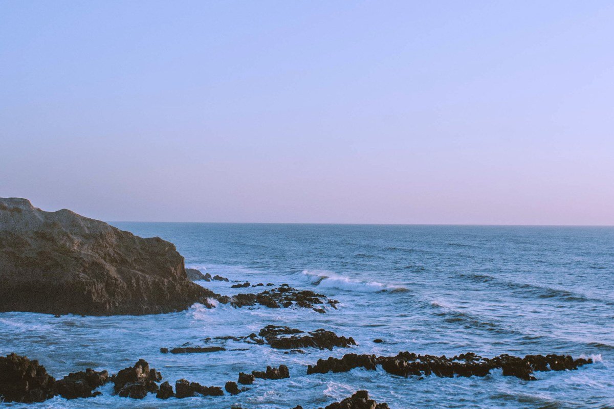 Gualala California Mendocino coast rugged bluffs and cypress at sunset