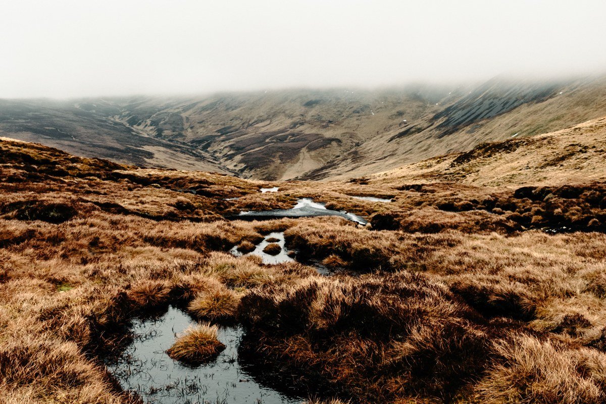 Wanlockhead Scotland highest village moorland lead mine ruins bleak winter landscape