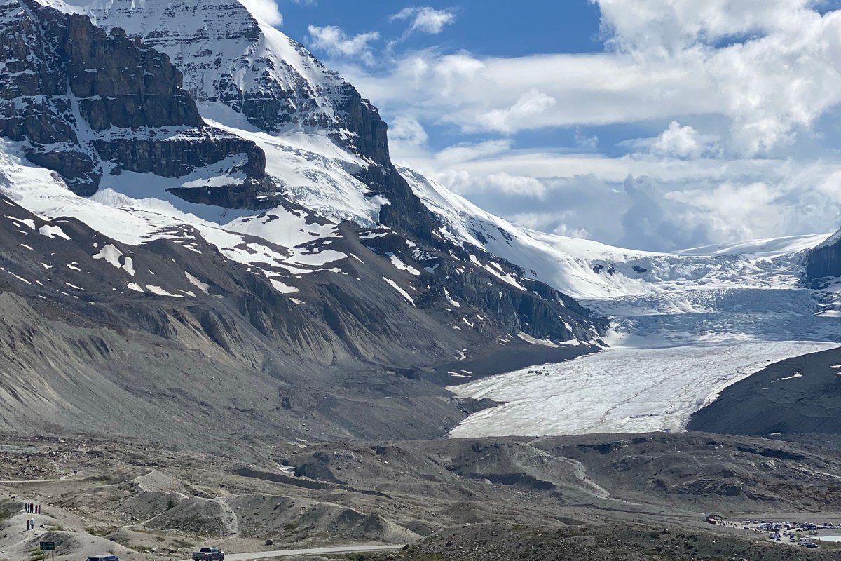 Icefields Parkway empty highway mountain wilderness Columbia Icefield viewpoint