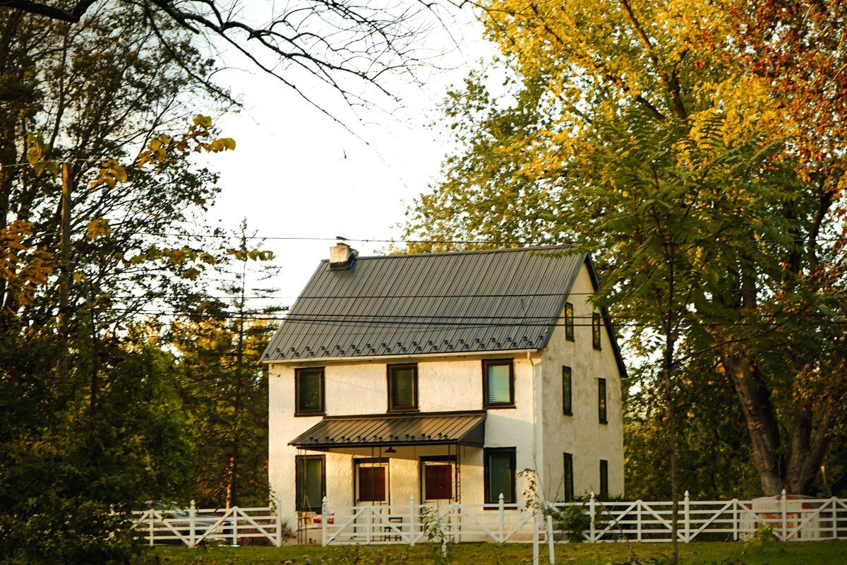 Lewisburg West Virginia Carnegie Hall historic downtown fall street scene with Greenbrier River and cabin rental landscape