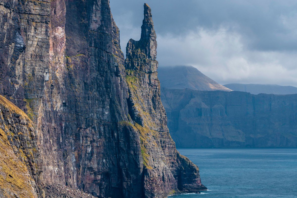Sorvagsvatn lake optical illusion cliff Faroe Islands aerial photography