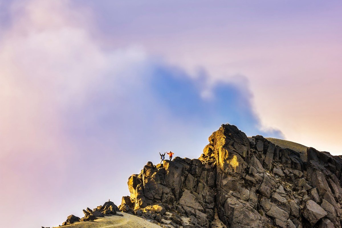 Slattaratindur summit Faroe Islands highest peak aerial ridge panorama