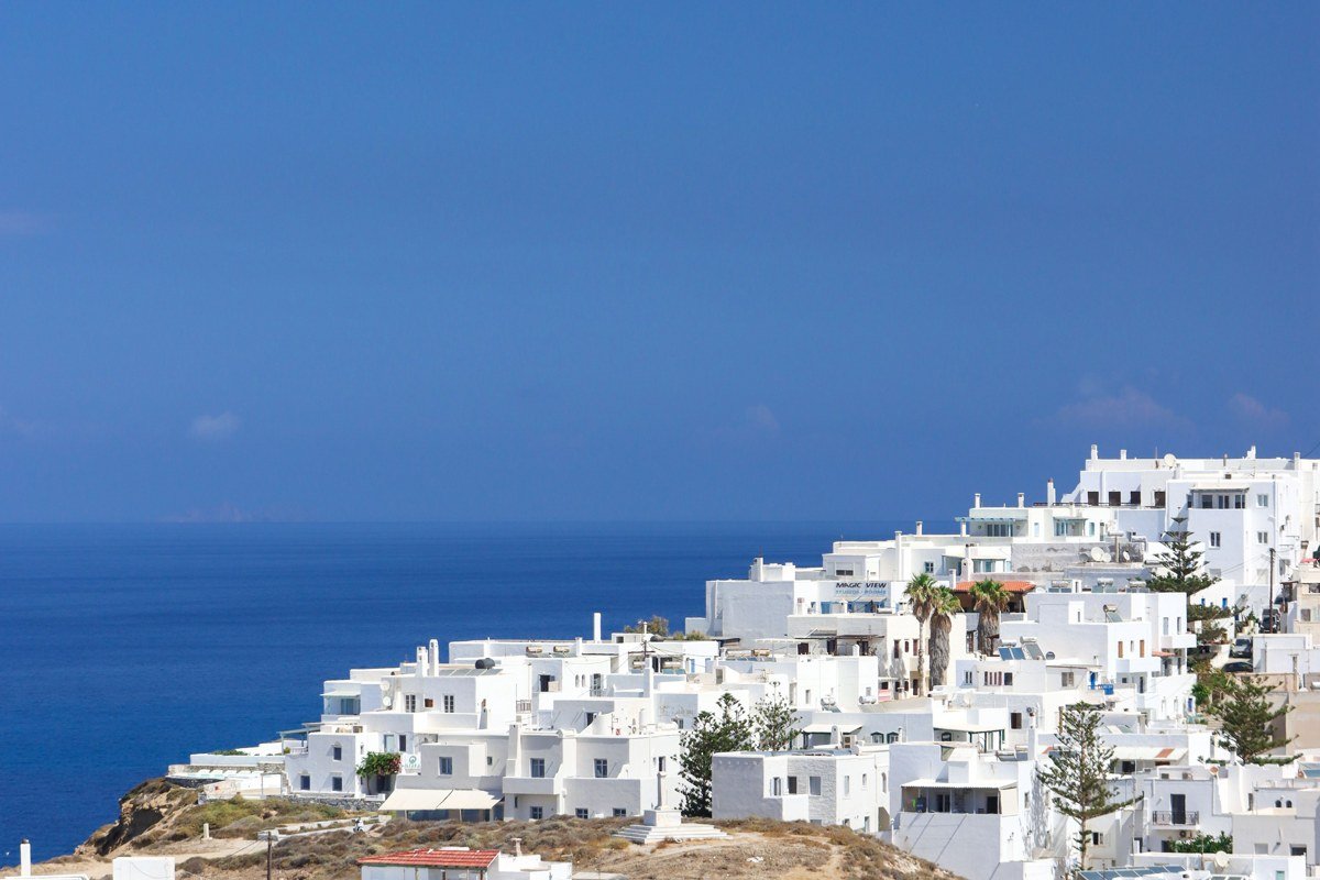 Donoussa Greece small remote Cycladic island sandy cove turquoise water traditional fishing village