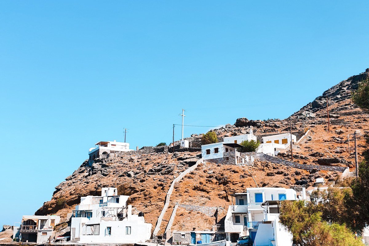 Folegandros Chora whitewashed cliffside village Greece golden hour