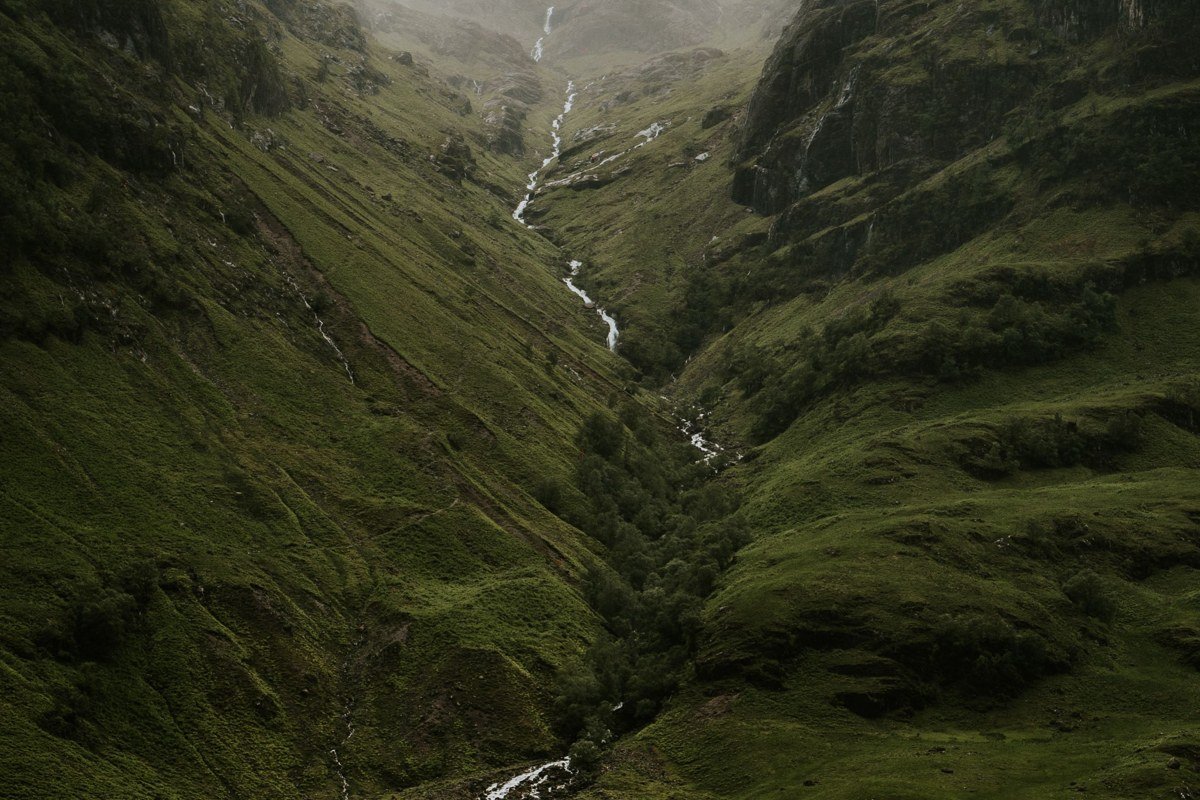 Glencoe valley Scotland winter snow mist viewpoint dramatic landscape