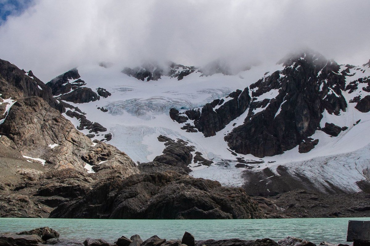 Torres del Paine O circuit northern section Dickson glacier lake remote campsite