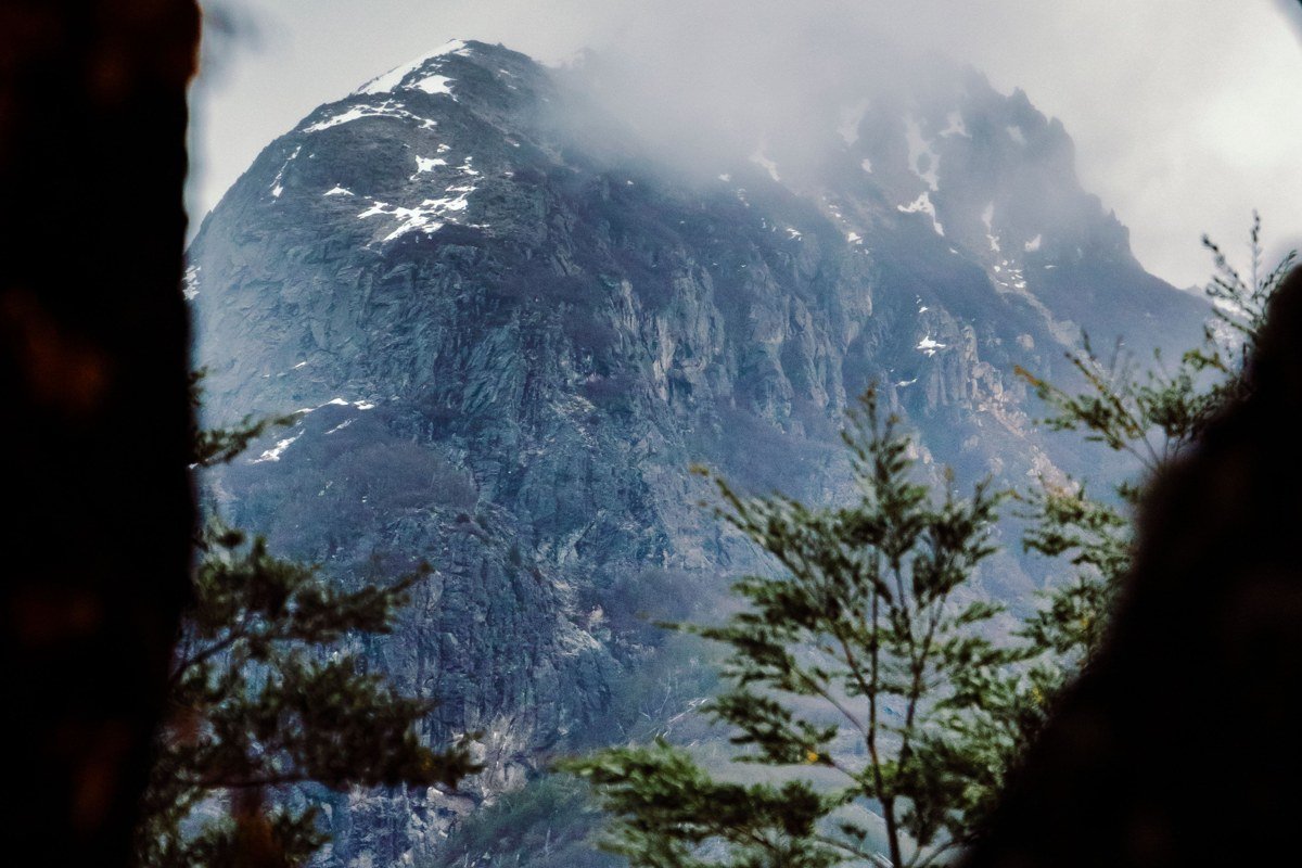 Isla Navarino Chile Dientes de Navarino circuit snow dusted peaks sub-antarctic forest