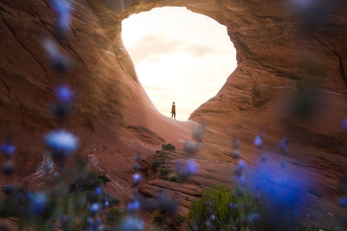 Devil's Bridge Sedona sandstone arch silhouette at sunset