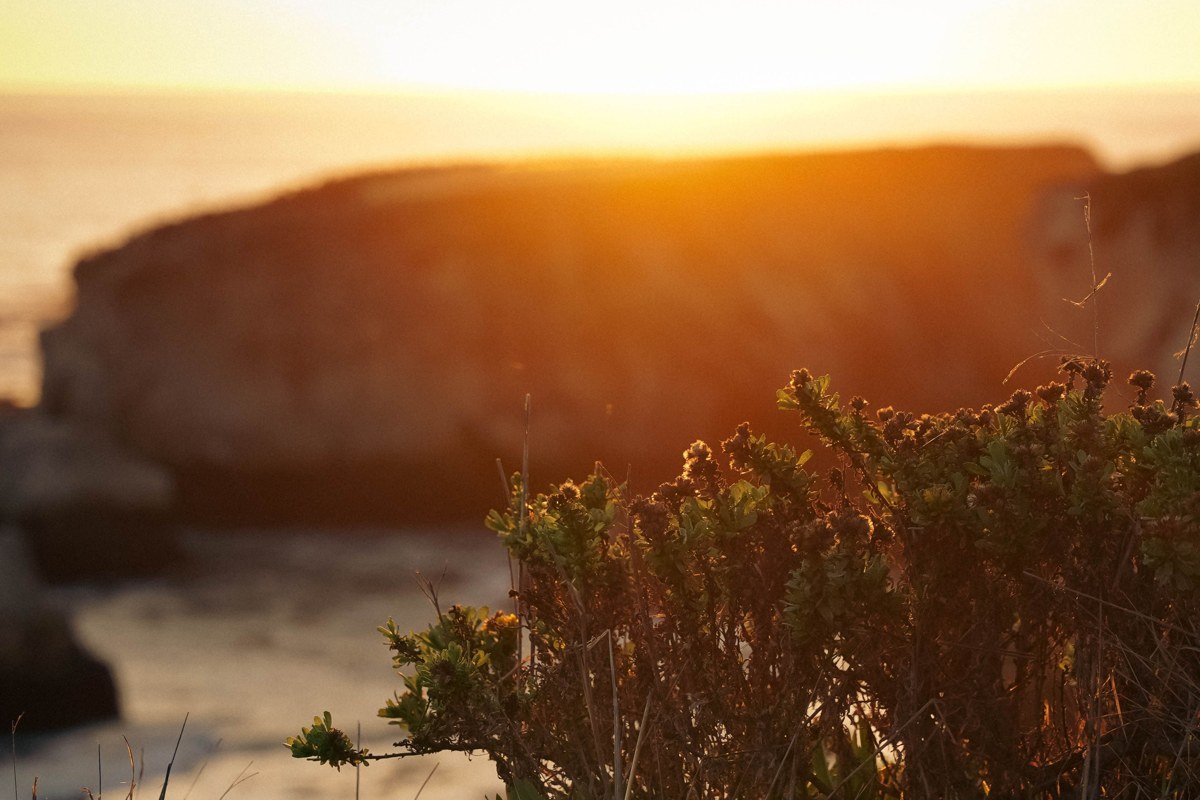 Nepenthe restaurant, Big Sur, California, outdoor terrace view over cliffs and ocean at sunset. Photo credit: placeholder, replace before publish