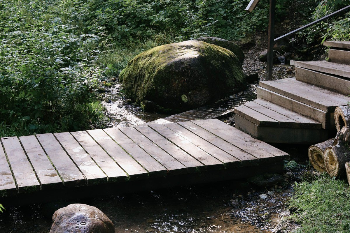 quiet mountain cabin with a footbridge over a small creek in Wears Valley Tennessee