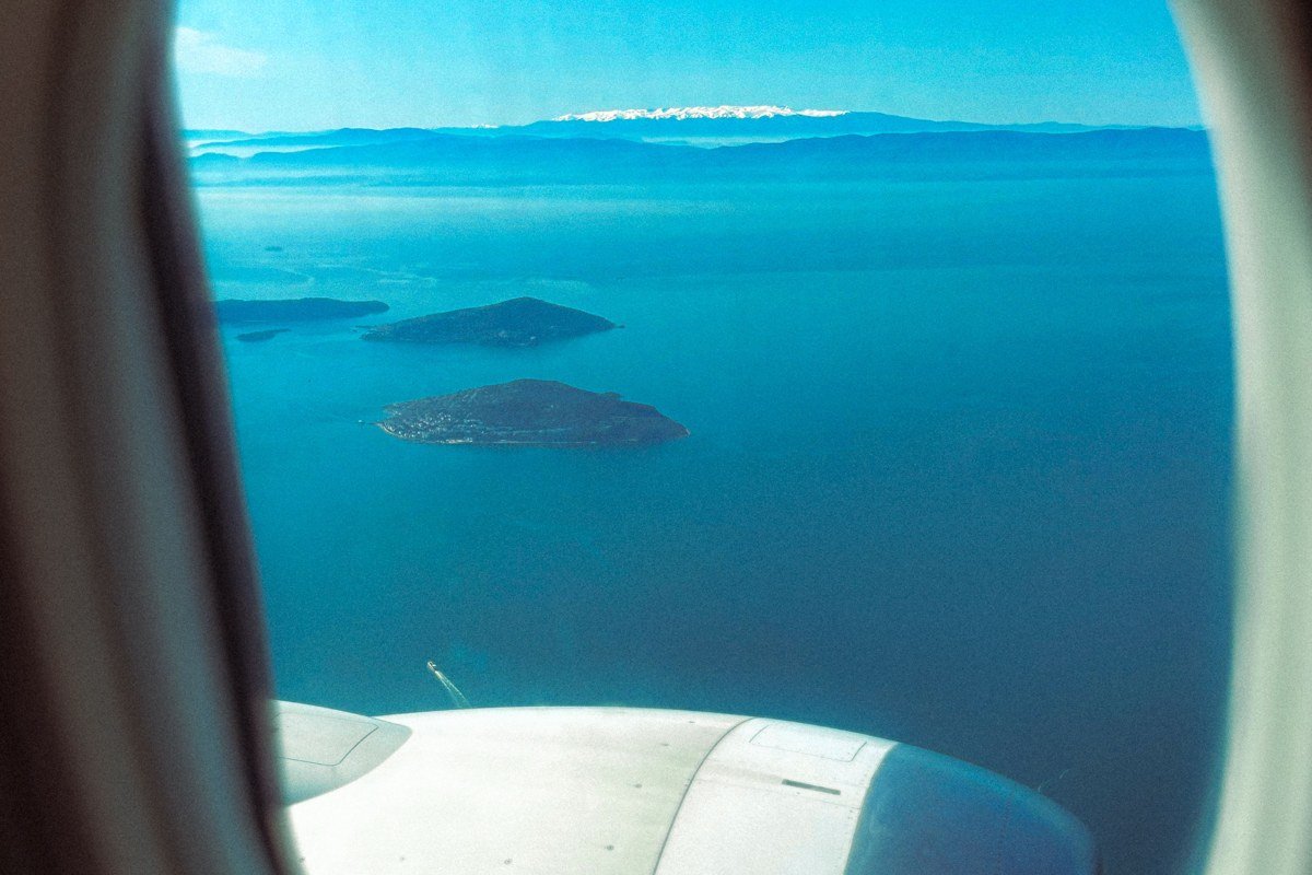 Mount Constitution summit view Orcas Island Washington islands below