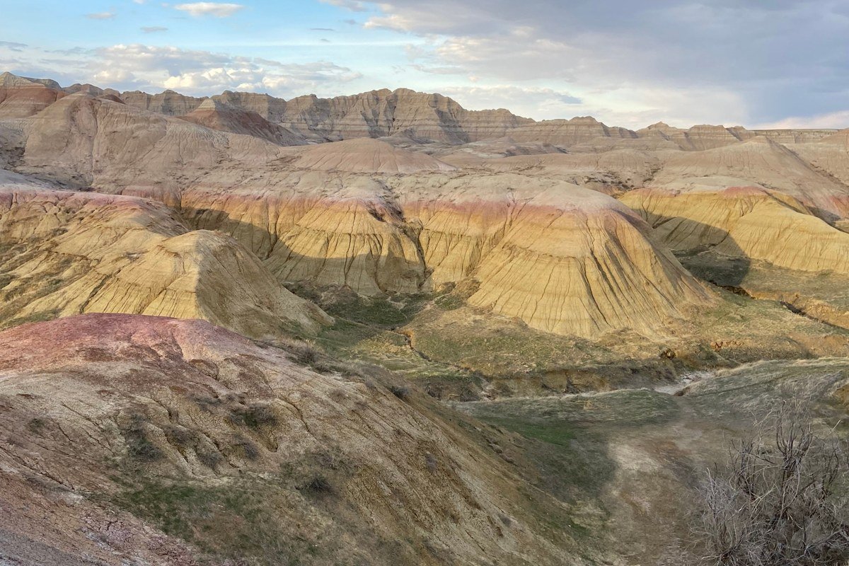 Panorama Point Badlands South Dakota sweeping wide-angle view of badlands under full night sky