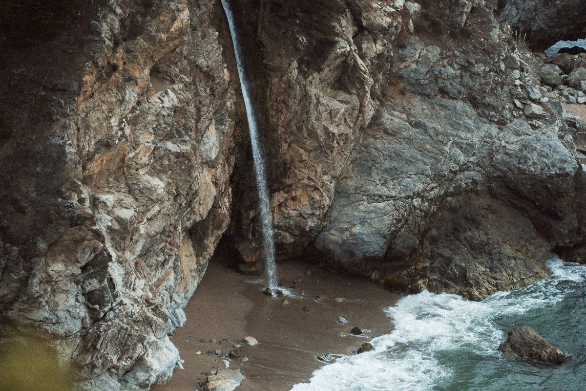 Sand Dollar Beach Big Sur California wide sandy cove with cliffs and driftwood