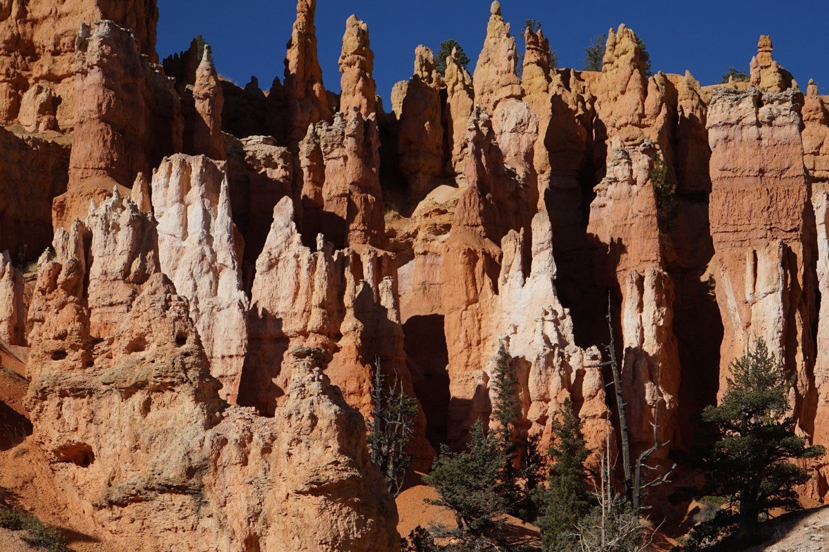 Inspiration Point Bryce Canyon snow covered hoodoos blue sky winter