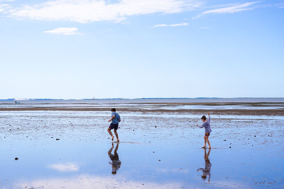 Dennis Massachusetts Corporation Beach at low tide with tidal pools and sandbars