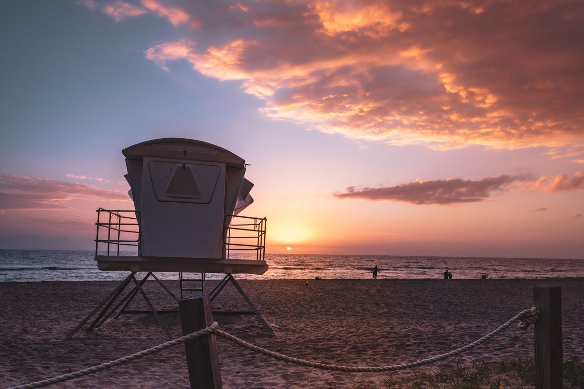 Orleans Massachusetts Nauset Beach with rolling Atlantic waves and lifeguard stand