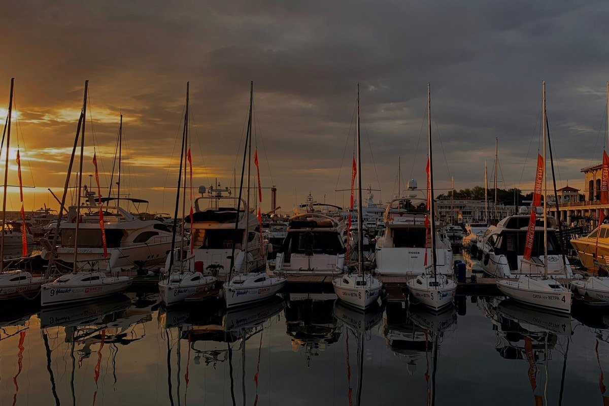 Hyannis harbor Massachusetts ferry terminal with boats docked at sunrise