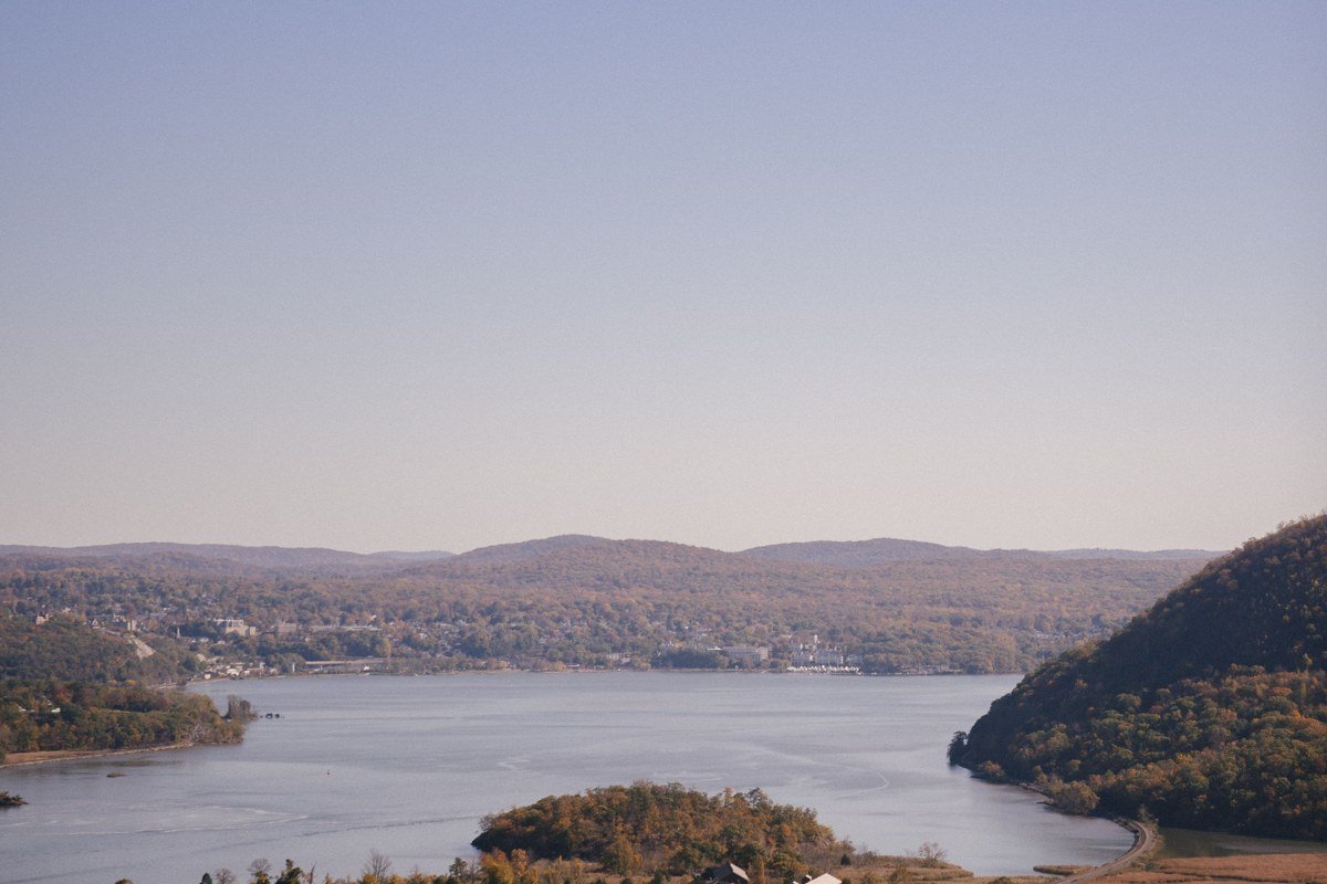 Blue Mountain Lake New York view from Blue Mountain summit overlook, autumn colors