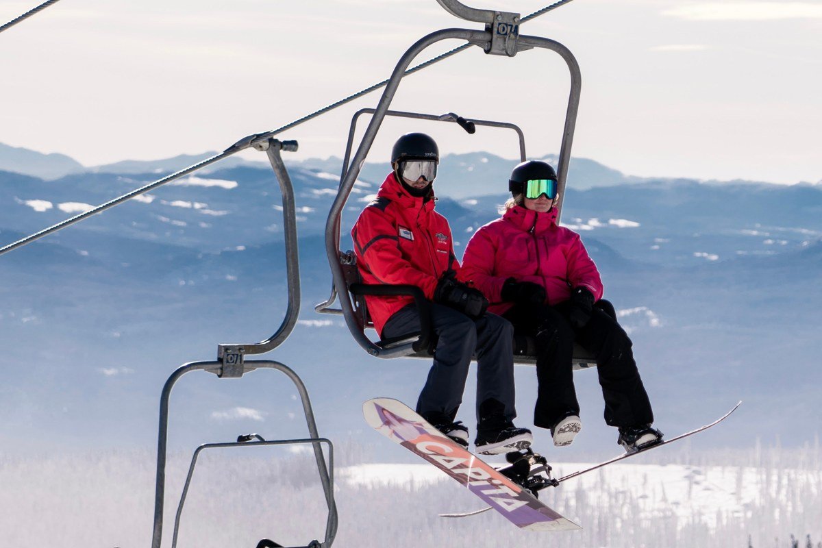 Homewood ski resort chairlift view over Lake Tahoe shoreline in winter