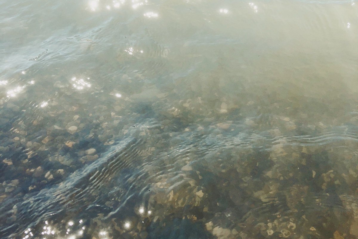 Newfound Lake New Hampshire Wellington State Park beach with clear water over a sandy bottom