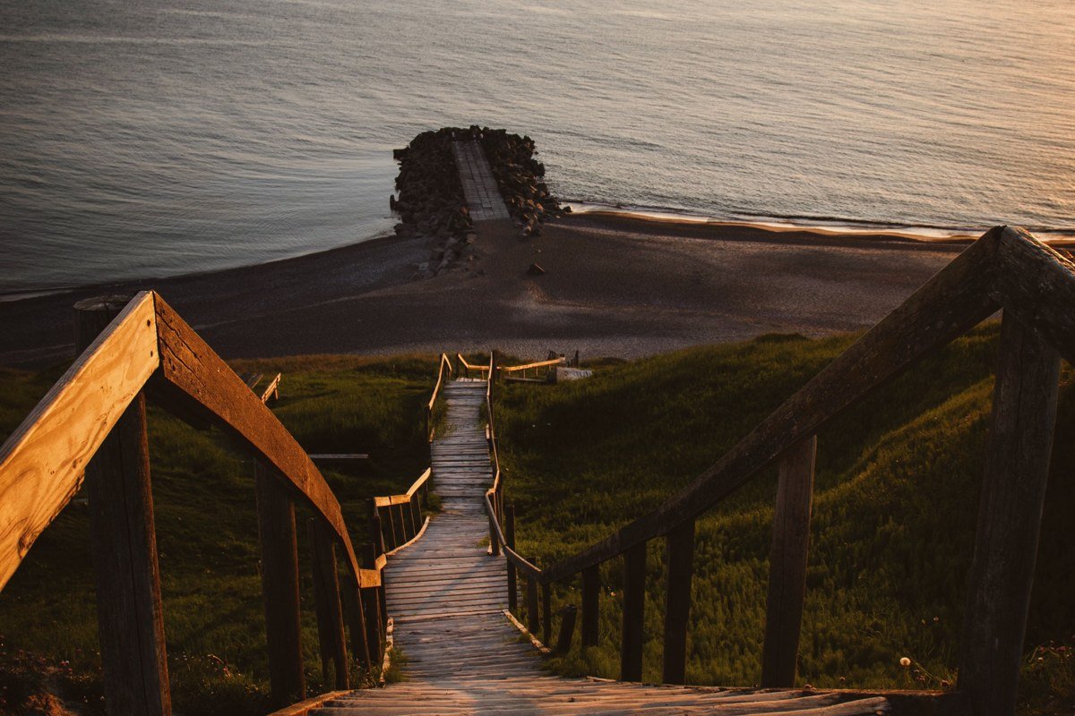 boardwalk and sound sunset in Duck North Carolina off-season