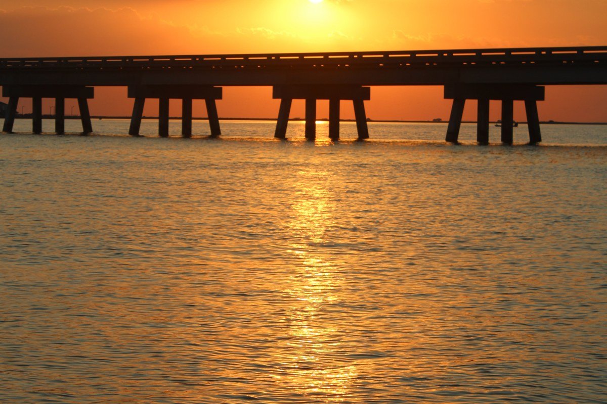 Wright Memorial Bridge view from Kitty Hawk North Carolina at dawn