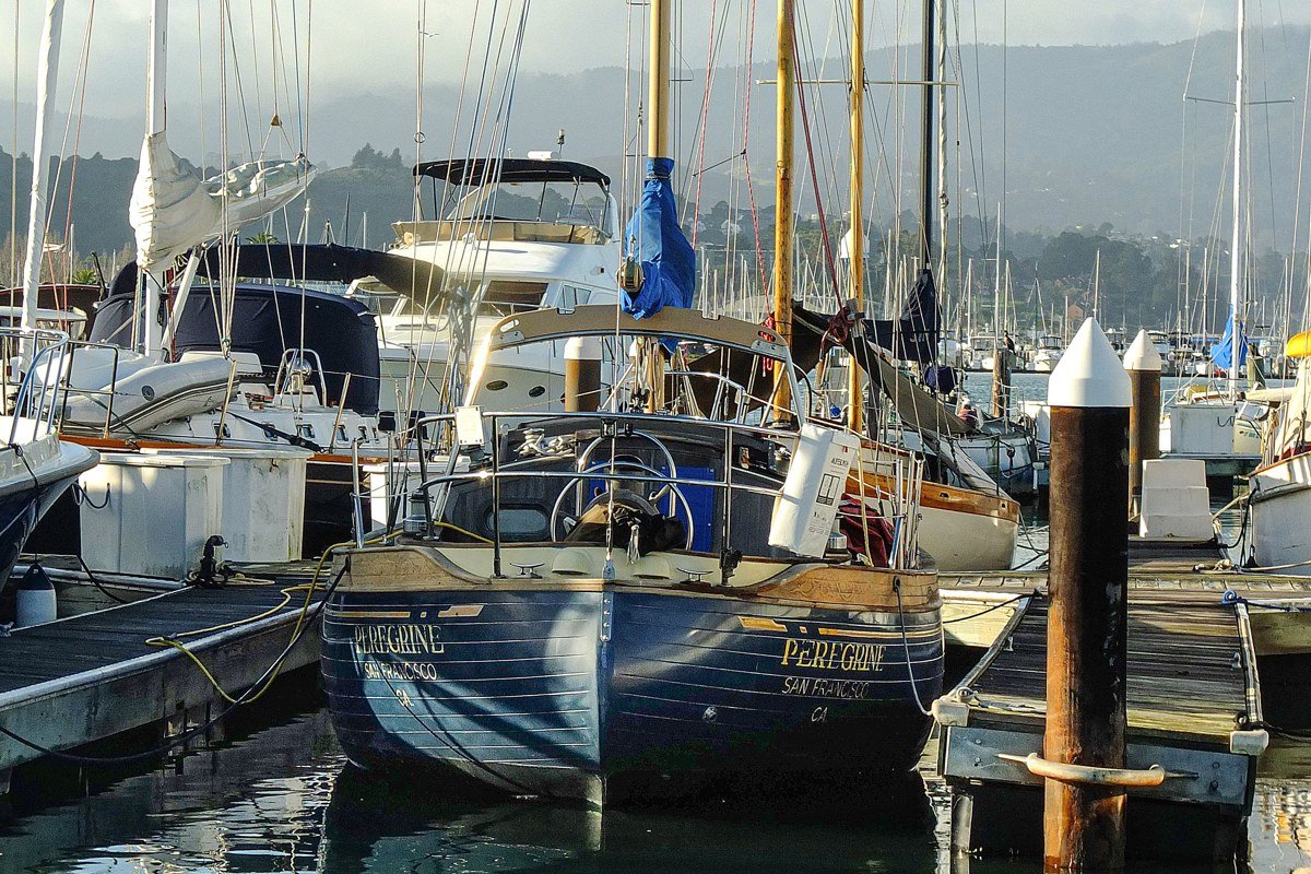 Friday Harbor marina on San Juan Island with sailboats and colorful waterfront shops