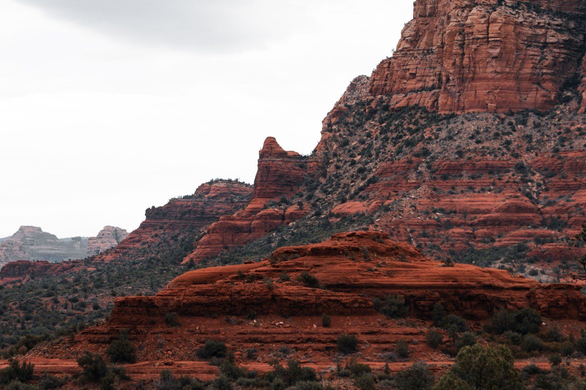Fay Canyon Overlook narrow canyon walls glowing red at sunrise Sedona Arizona