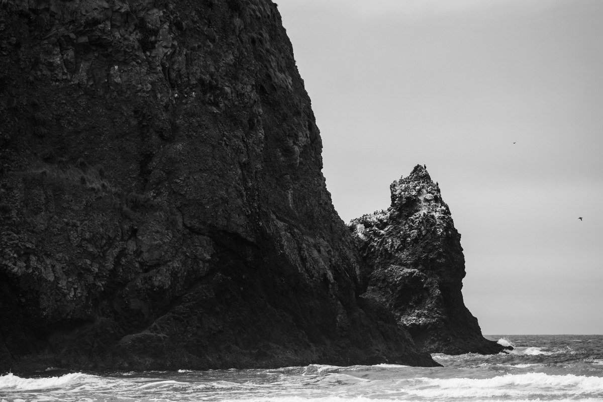 Gold Beach Oregon Rogue River mouth meeting the fog-covered Pacific