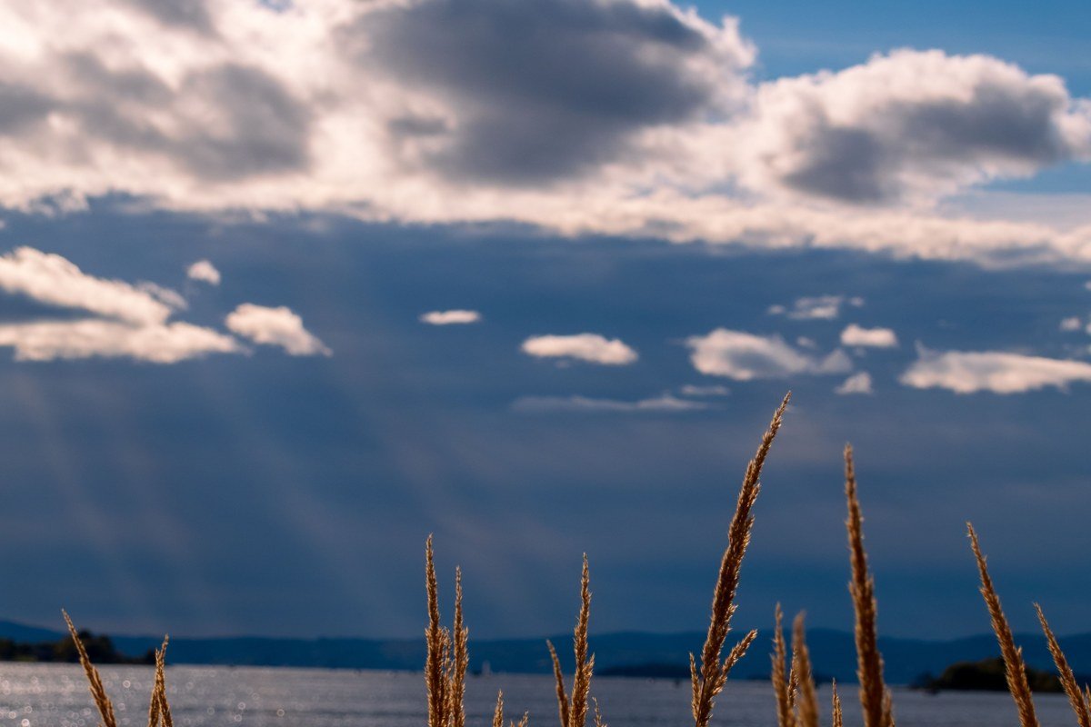 Lake Champlain Burlington Vermont waterfront with Adirondack Mountains and fall color