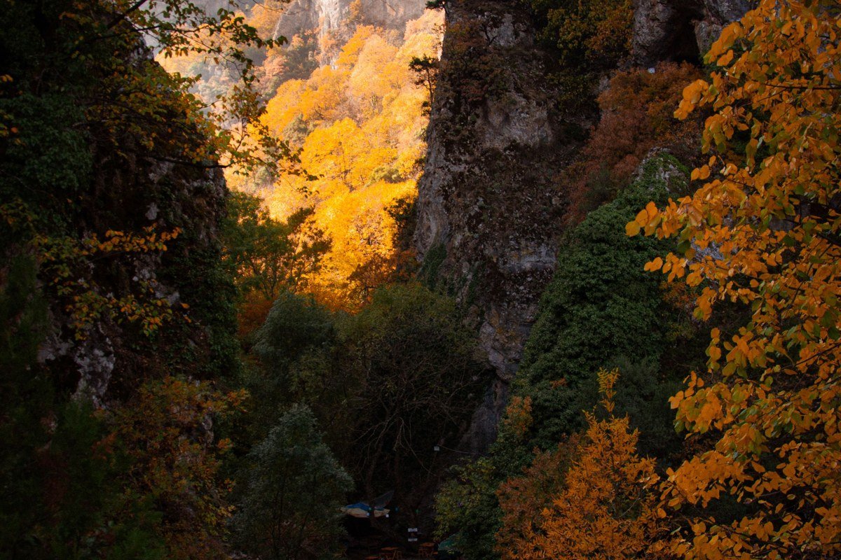 Pa'rus Trail Zion National Park paved path along Virgin River with fall foliage
