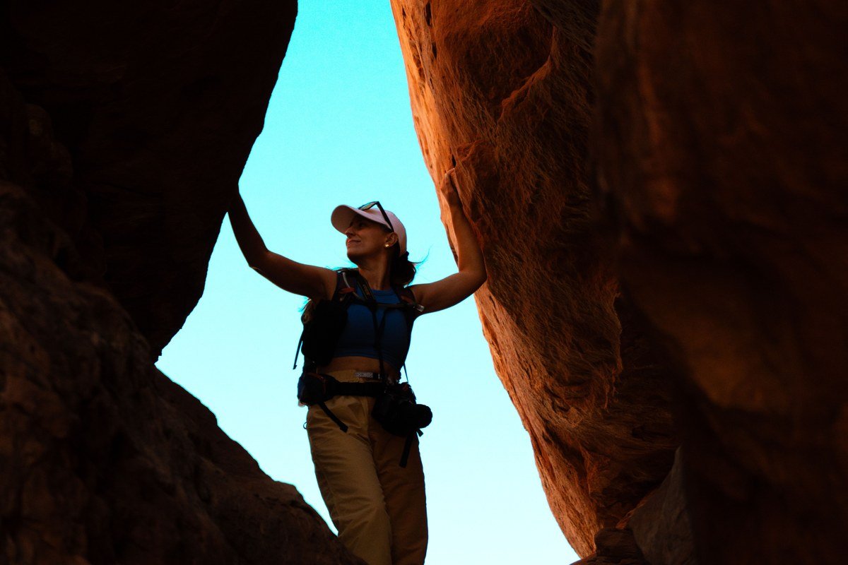Keyhole Canyon Zion narrow slot short rappel golden light