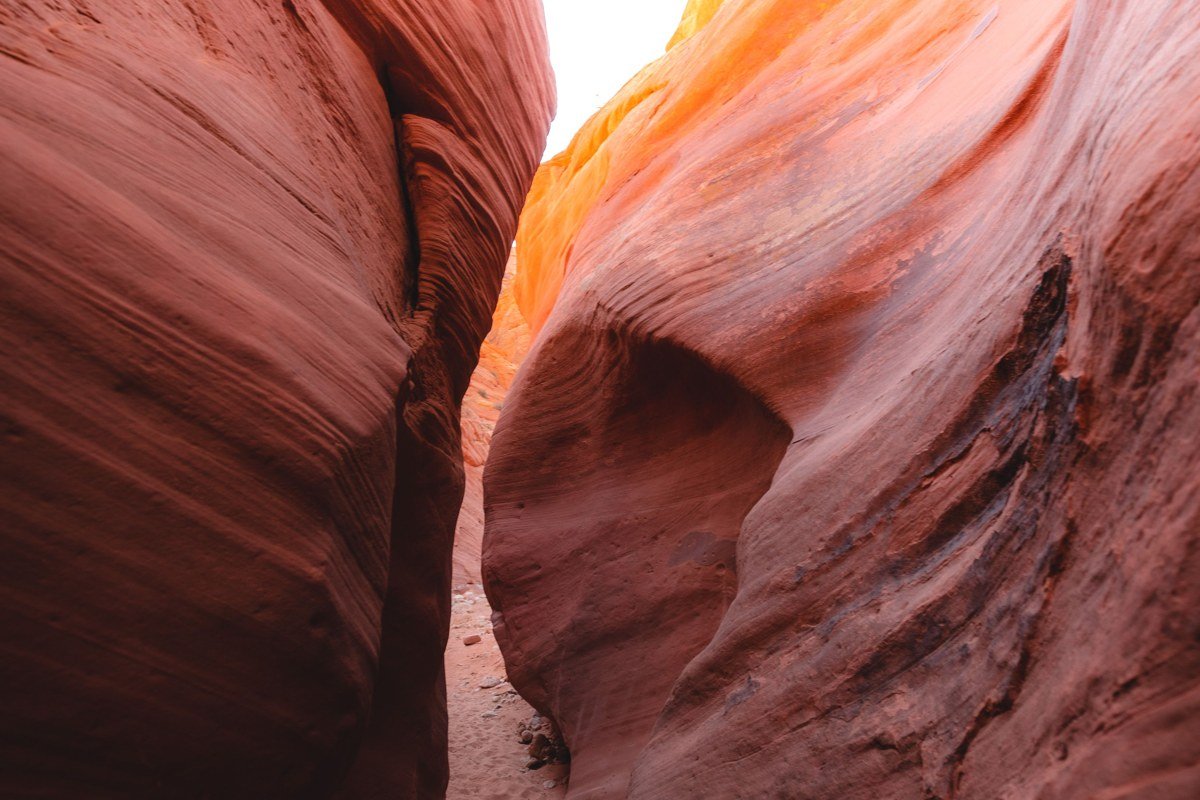 Paria Canyon narrow slot golden autumn light towering walls