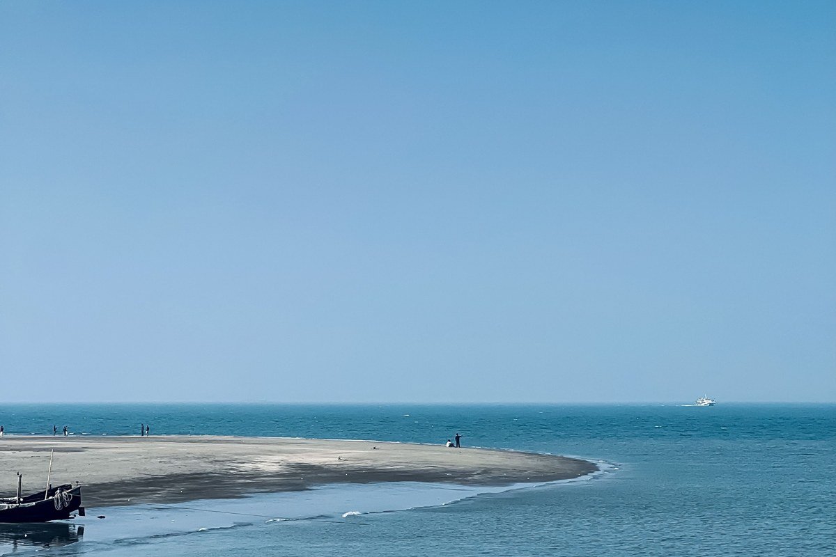 Monomoy Island Chatham remote sandbar with shorebirds and empty beach