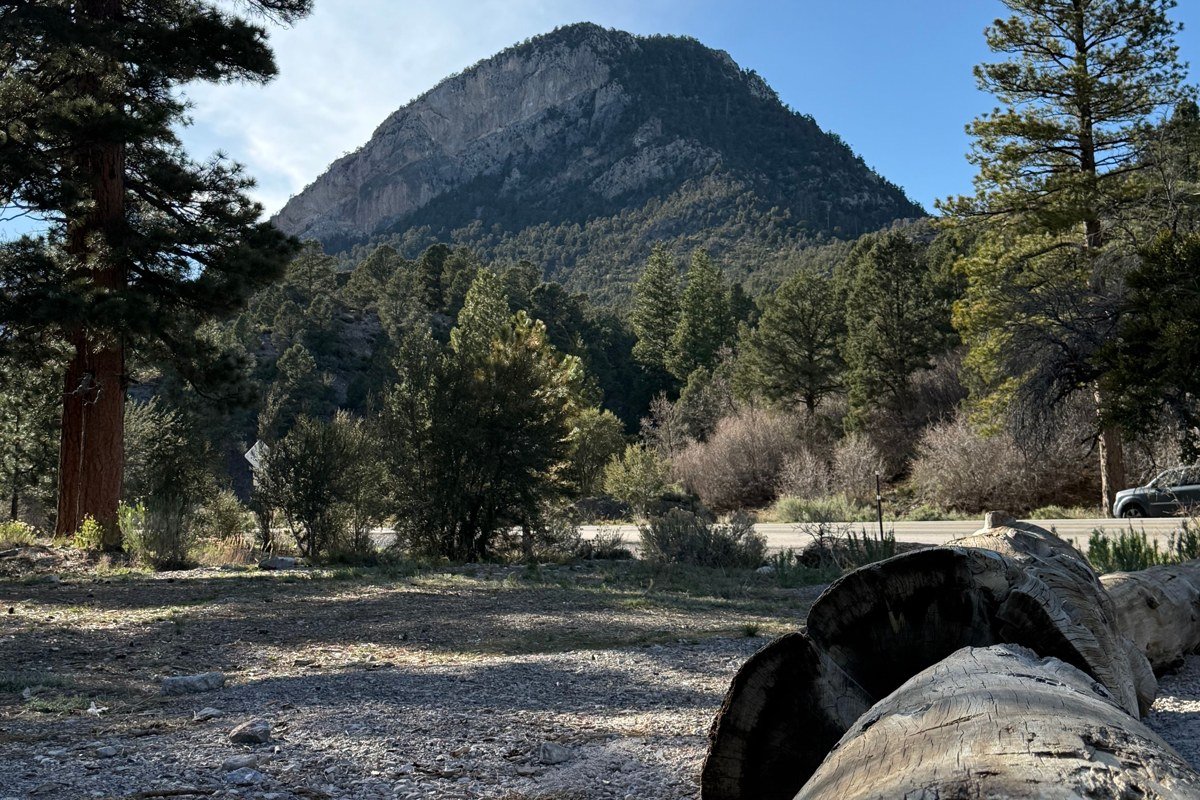 El Capitan and Guadalupe Peak from the Pine Springs trailhead parking lot